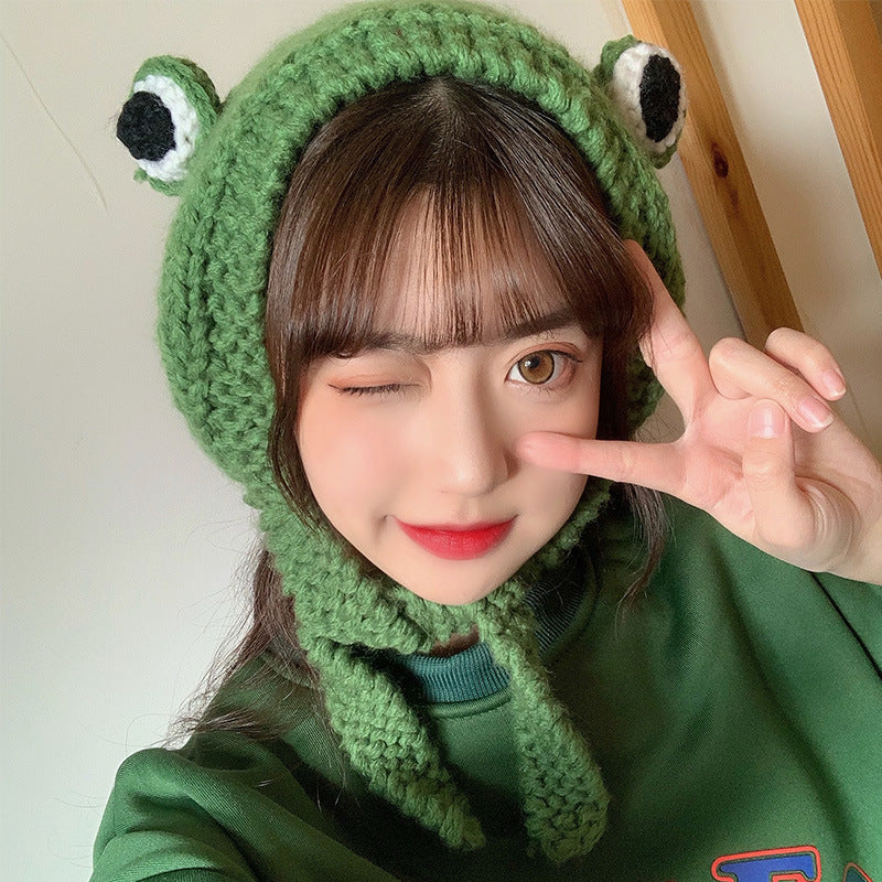 Big eyes frog woolen hat