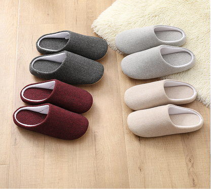 Men's Cotton Black autumn season Home Furnishing East indoor household warm slippers Muji soft bottom good anti-skid slippers