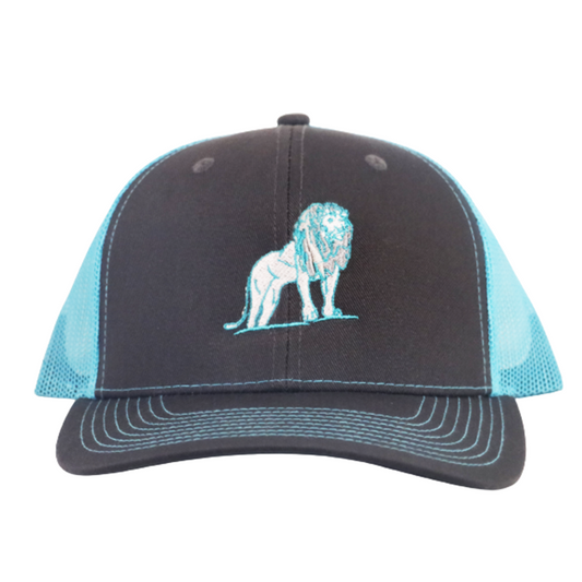 Coordinated Pro Style Trucker Hat Grey/Neon Blue