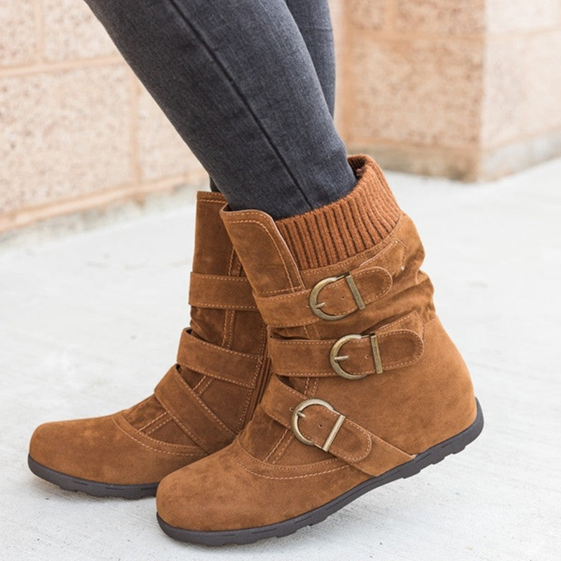 Casual Winter Boots Strap Buckle Shoes