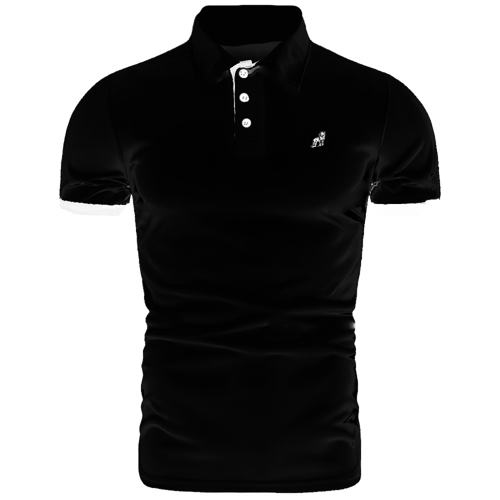 Men Fashion Casual Color Matching Short Sleeved Lapel Loose Polo Shirt