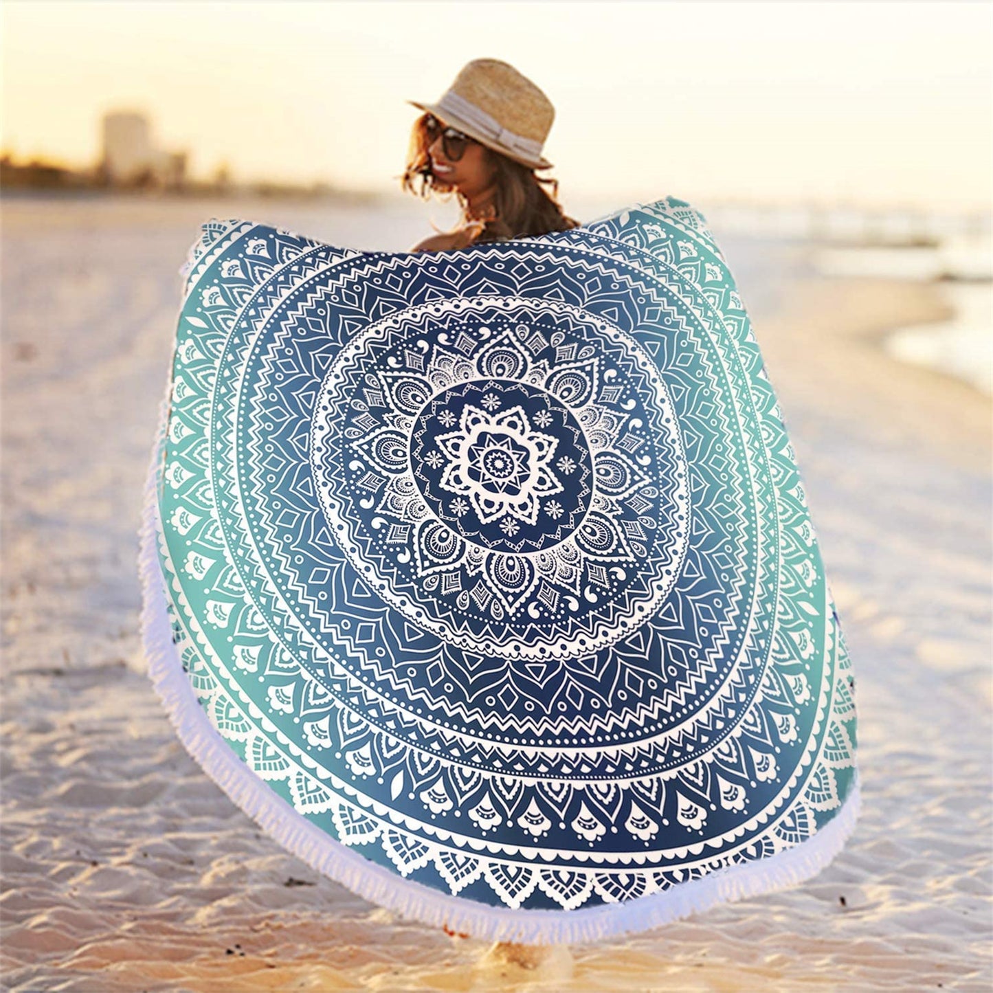 59 Inches Microfiber Beach Towel Blanket Quick Dry Thick Beach Towel Camping Picnic Vacation Tapestry Throw Yoga Picnic Mat