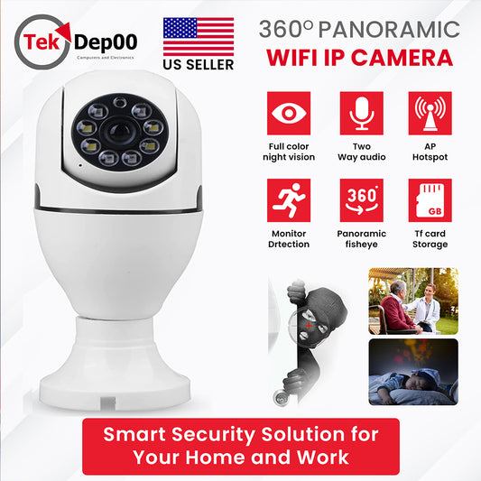 1080P IP E27 Light Bulb Camera Wi-Fi IR Night Smart Home Wireless Security