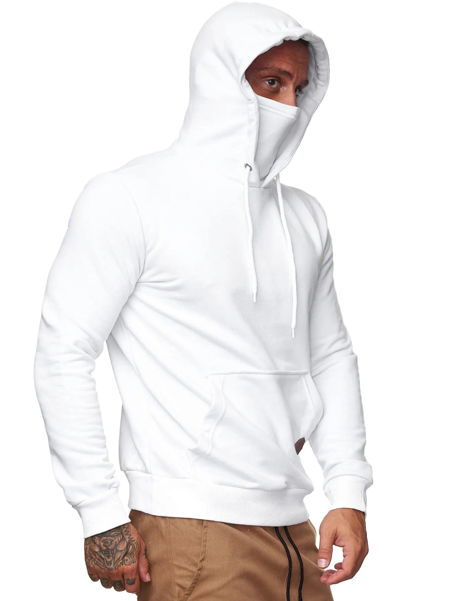 Men Spring Autumn Fashion Casual Solid Color Cotton Round Neck Long Sleeve Hoodies