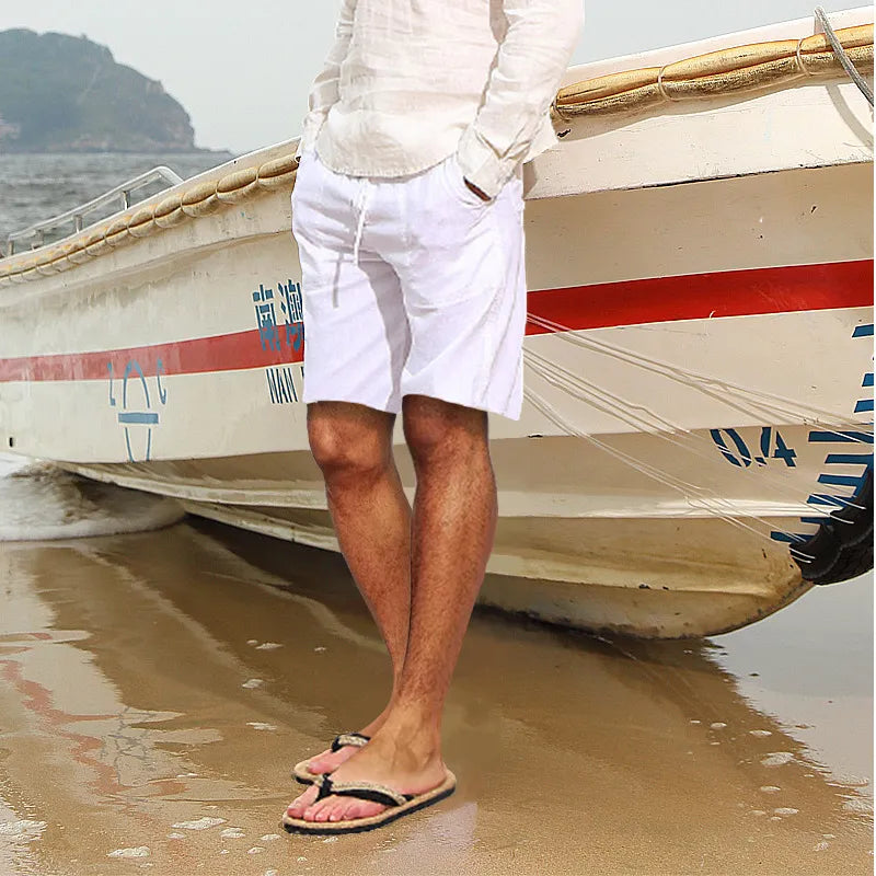 Men's Casual Cotton And Linen Multi-Pocket Shorts