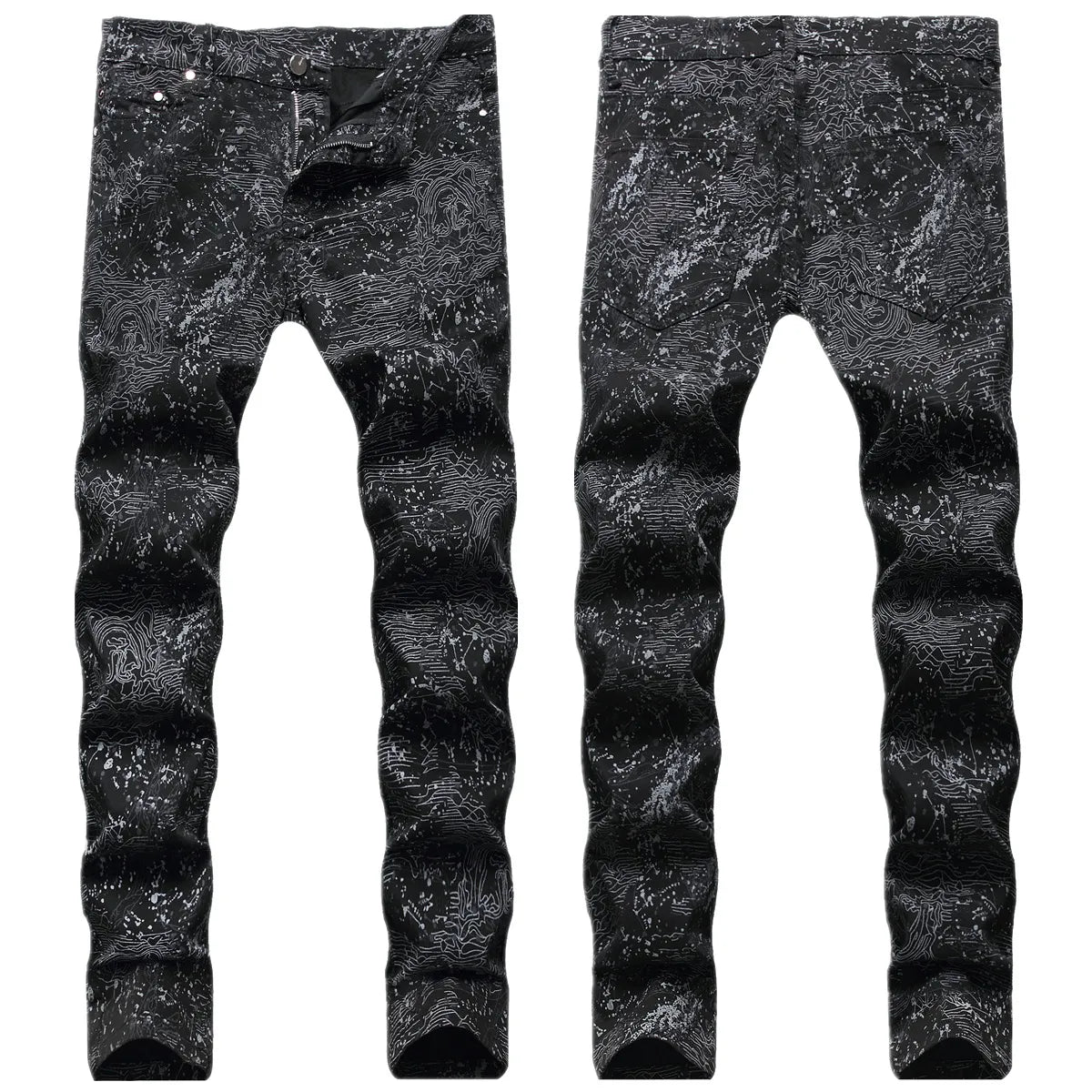 Men Fashion Mid-Rise Printed Slim Fit Jeans
