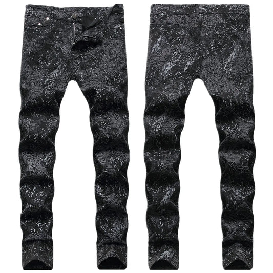 Men Fashion Mid-Rise Printed Slim Fit Jeans