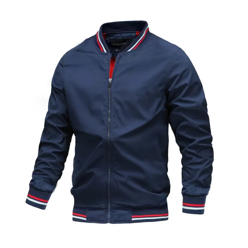 Men Spring Autumn Fashion Casual Business Solid Color Zipper Stand Collar Long Sleeve Plus Size Jacket