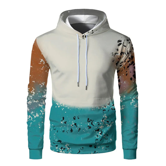 Men Fashion Color Matching Hooded Long-Sleeved Loose Hoodies