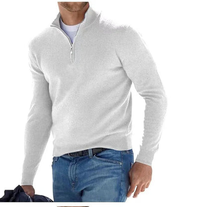 Coordinated Men Fashion Stand Collar Zipper Solid Color Large Size Loose Long Sleeve Polo Shirt