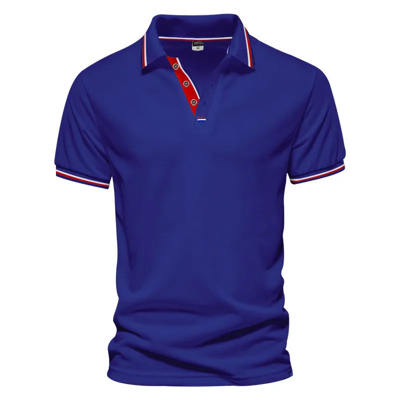 Men's Casual Basic Color Matching Lapel Short-Sleeved Polo Shirt