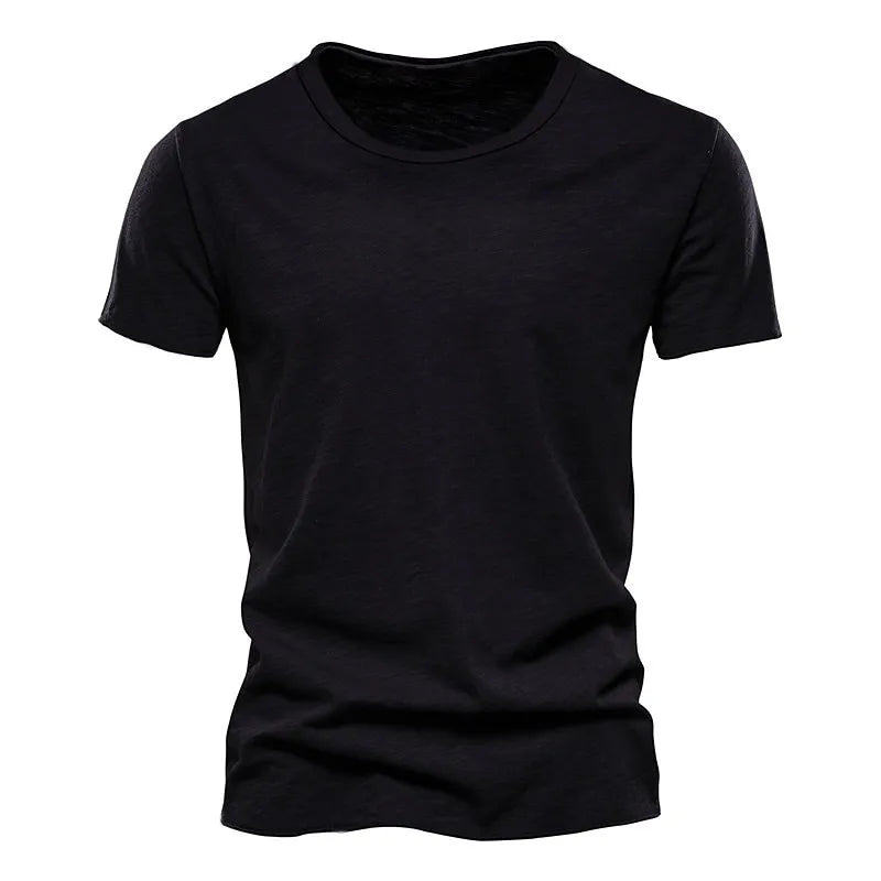 Men Casual Round Neck Solid Color Short-Sleeved T-Shirt