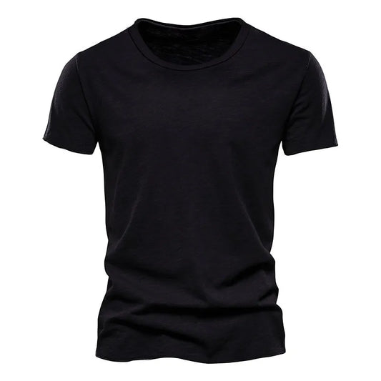 Men Casual Round Neck Solid Color Short-Sleeved T-Shirt