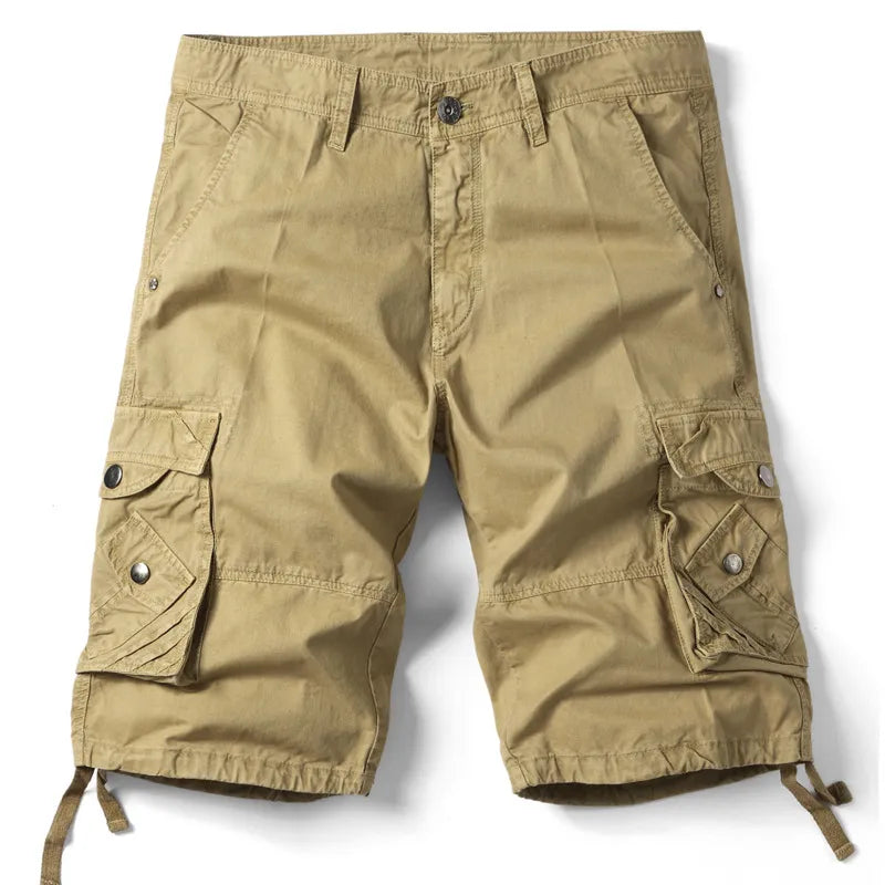 Men's Casual Solid Color Loose Multi-Pocket Shorts