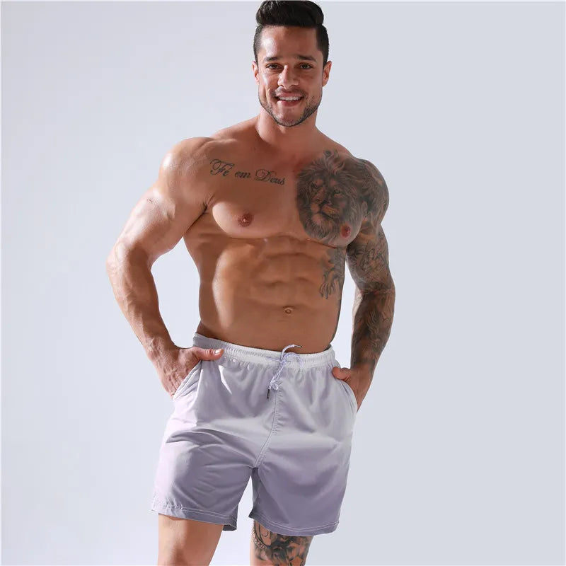 Men's Casual Gradient Color Printing Quick-Drying Beach Surfing Shorts