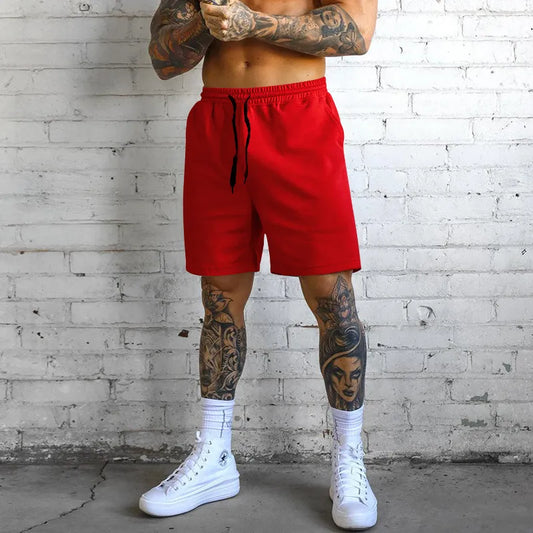 Men Casual Solid Color Straight Loose Sports Shorts