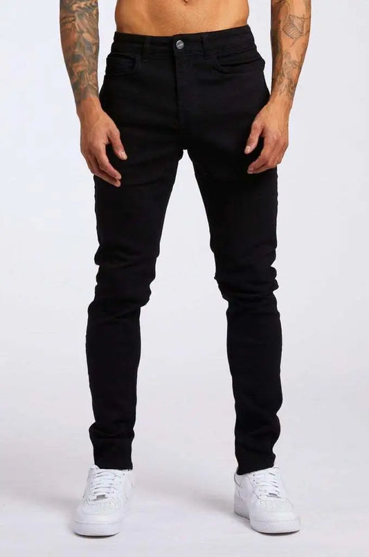 Men Fashion Casual Simple Solid Color Commuter Straight Pants Jeans