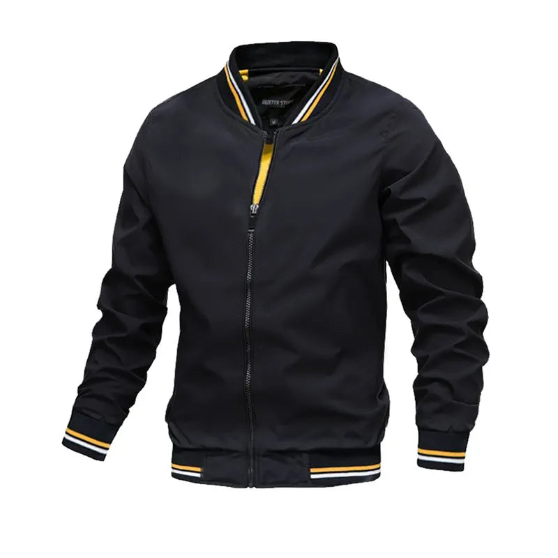 Men Spring Autumn Fashion Casual Business Solid Color Zipper Stand Collar Long Sleeve Plus Size Jacket