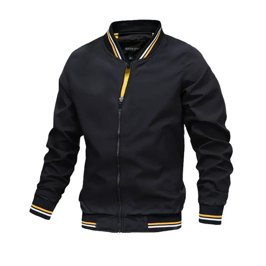 Men Spring Autumn Fashion Casual Business Solid Color Zipper Stand Collar Long Sleeve Plus Size Jacket