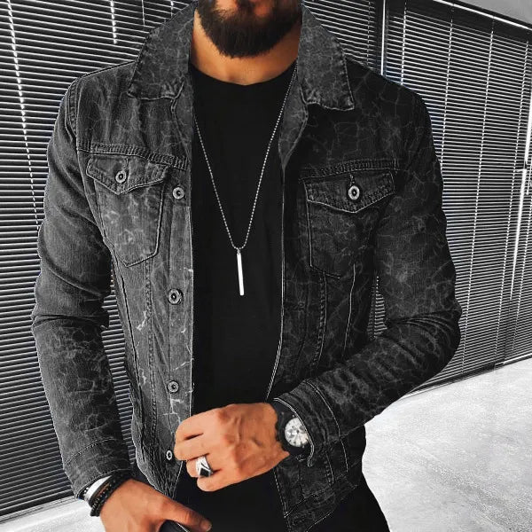 Men's Fashion Print Multi-Pocket Slim Fit Denim