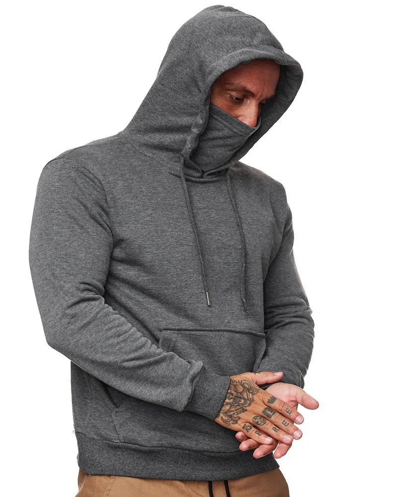 Men Spring Autumn Fashion Casual Solid Color Cotton Round Neck Long Sleeve Hoodies