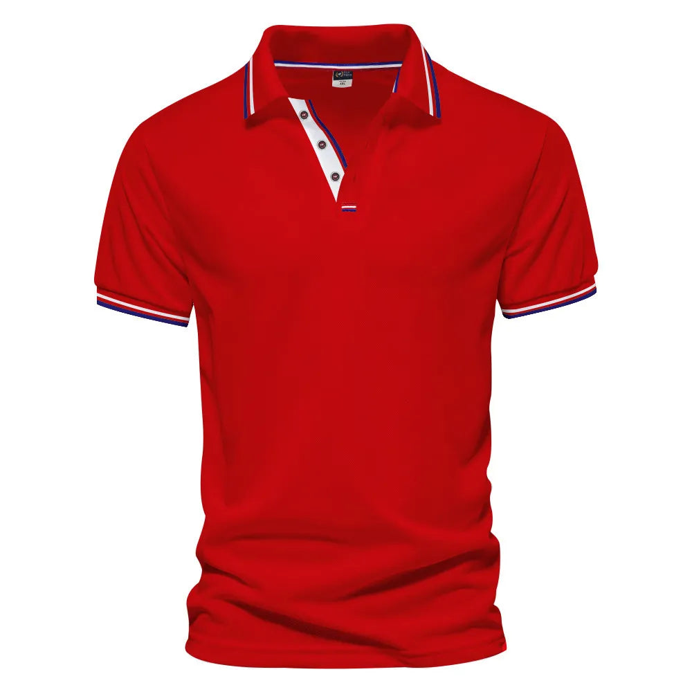 Men's Casual Basic Color Matching Lapel Short-Sleeved Polo Shirt