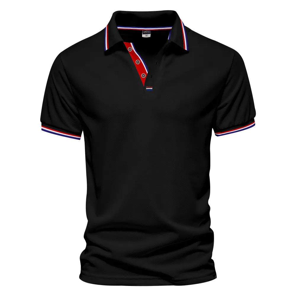 Men's Casual Basic Color Matching Lapel Short-Sleeved Polo Shirt