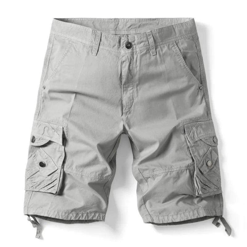 Men's Casual Solid Color Loose Multi-Pocket Shorts