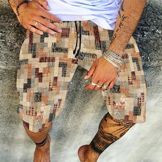 Men Fashion Tiny Flower Print Loose Shorts