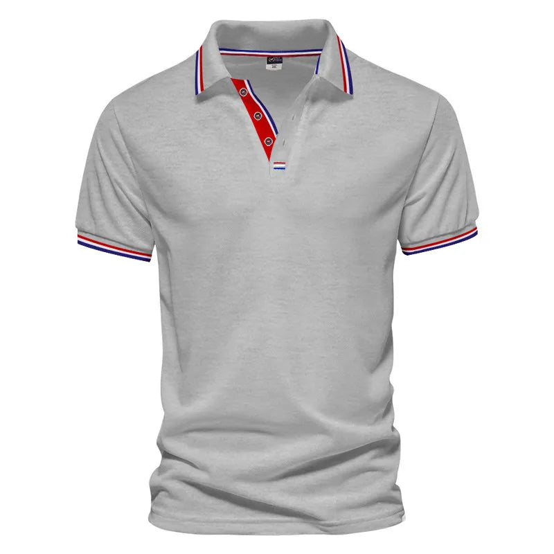 Men's Casual Basic Color Matching Lapel Short-Sleeved Polo Shirt
