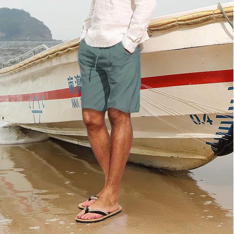 Men's Casual Cotton And Linen Multi-Pocket Shorts