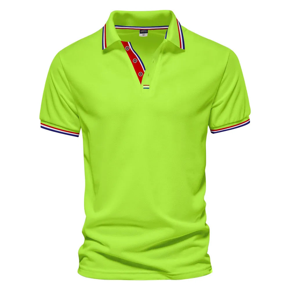 Men's Casual Basic Color Matching Lapel Short-Sleeved Polo Shirt