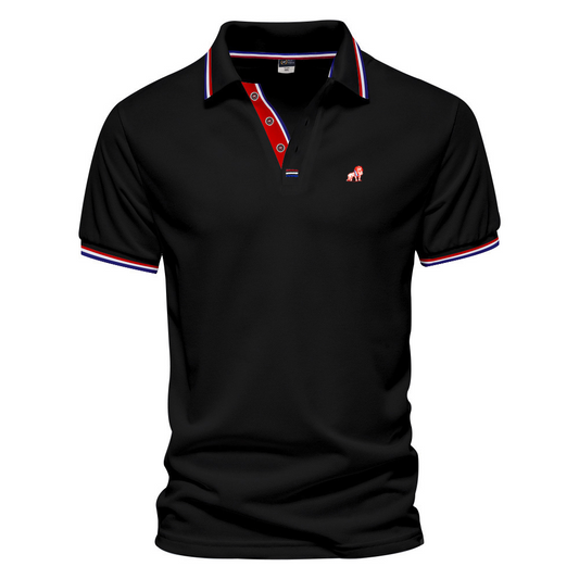 Coordinated Men'S Casual Basic Color Matching Lapel Short-Sleeved Polo Shirt