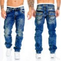 Men Casual Mid Waist Straight Jeans