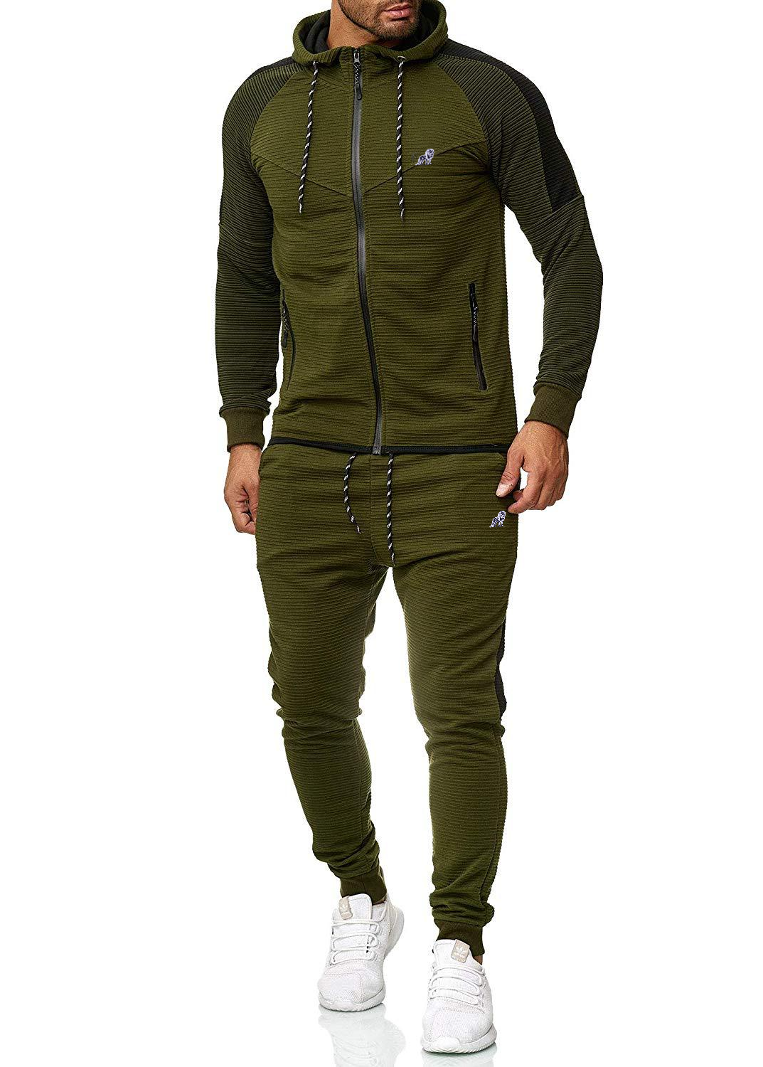 Long Sleeve Hat Rope Pocket Design Stripe Printed Zipper Hoodie And Drawstring Waist jogger Pants Two-Piece Set