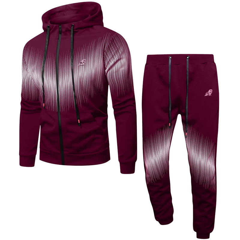 Casual Long Sleeve Hat Rope Graphic Printed Hoodie And Drawstring Waist Jogger Pants Two-Piece Set