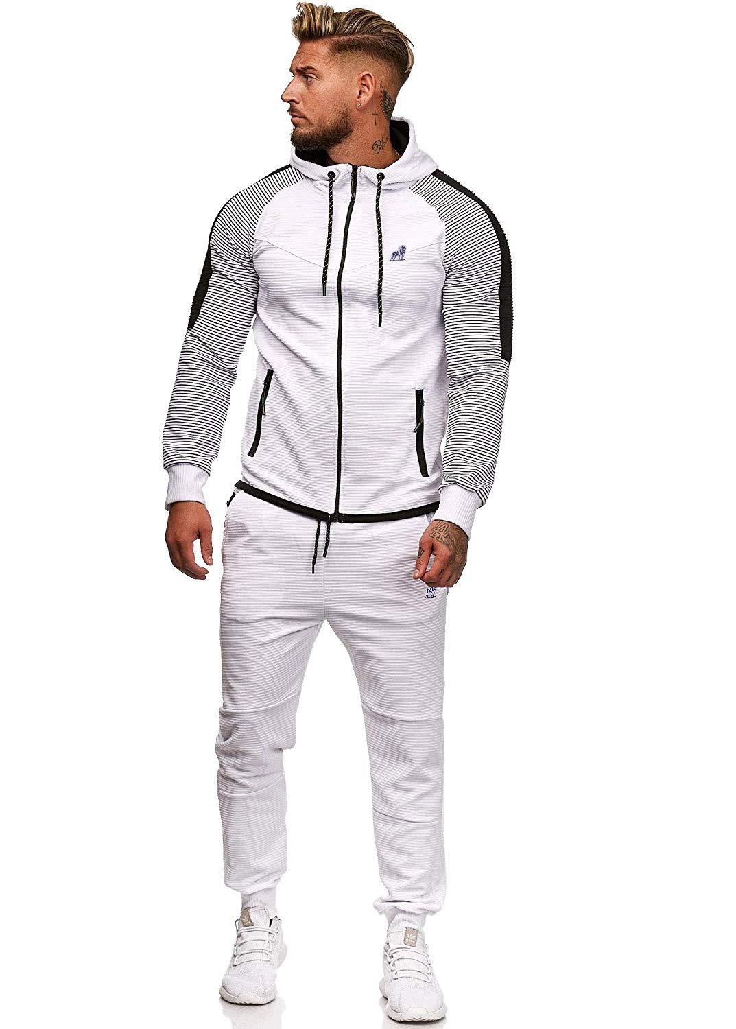 Long Sleeve Hat Rope Pocket Design Stripe Printed Zipper Hoodie And Drawstring Waist jogger Pants Two-Piece Set