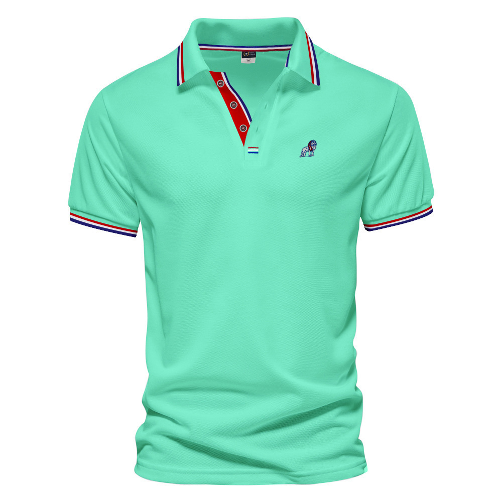 Coordinated Men'S Casual Basic Color Matching Lapel Short-Sleeved Polo Shirt