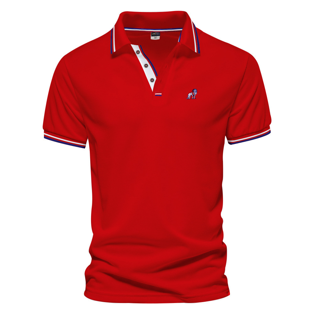 Coordinated Men'S Casual Basic Color Matching Lapel Short-Sleeved Polo Shirt