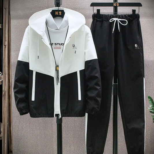 Coordinated Casual Long Sleeve Hoodie And Drawstring Waist Jogger Pants Two-Piece Set