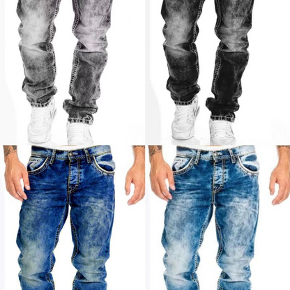 Men Casual Mid Waist Straight Jeans