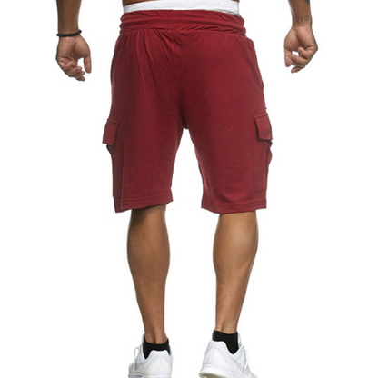 M-3XL Men Casual Pocket Patchwork Drawstring Crease Sports Shorts