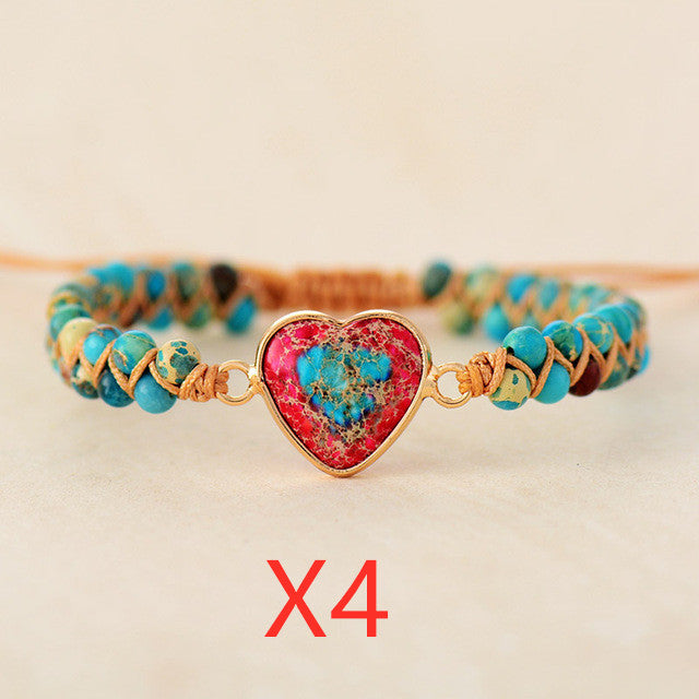 Red Emperor Stone Bracelet Peach Heart Love Bracelet Braided Bracelet