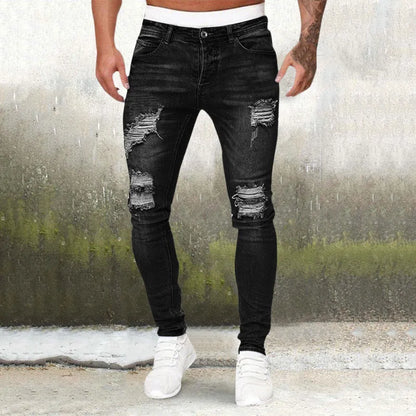 Men Fashion Ripped Slim Fit Jeans