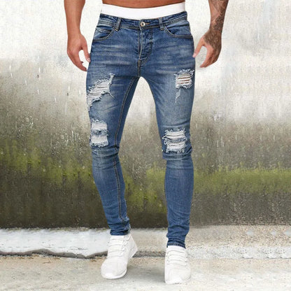 Men Fashion Ripped Slim Fit Jeans