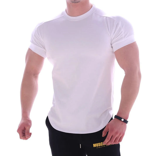 Men's Casual Round Neck Slim Fit Quick-Drying Breathable Sports Short-Sleeved T-Shirt