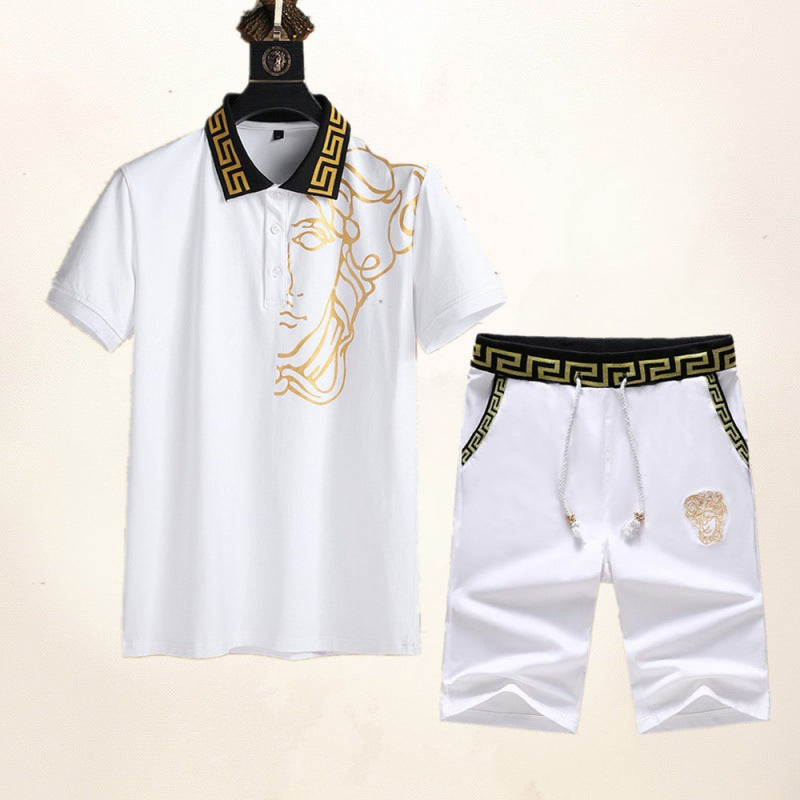 Men's Fashion Lapel Polo Shirt And Sports Short-Sleeved Two-Piece Suit