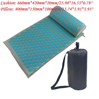 Massager Cushion Massage Yoga Mat Acupressure Relieve Stress Back Body Pain Spike Mat Acupuncture Massage Yoga Mat with Pillow