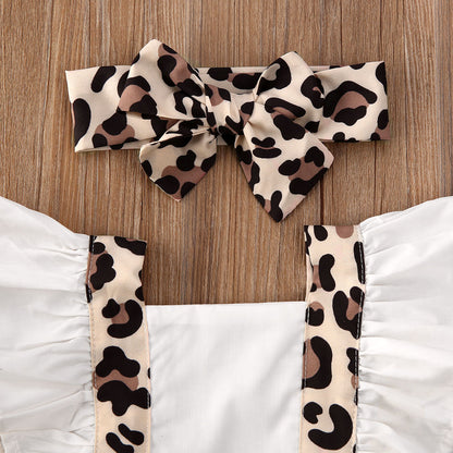 2020 Baby Summer Clothing Newborn Infant Baby Girl Clothes Leopard Jumpsuit Bodysuit Headband 2Pcs Outfits