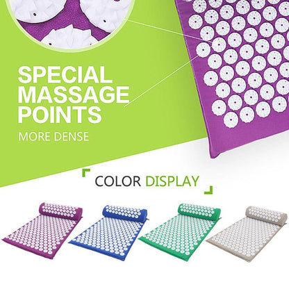 Massager Cushion Massage Yoga Mat Acupressure Relieve Stress Back Body Pain Spike Mat Acupuncture Massage Yoga Mat with Pillow